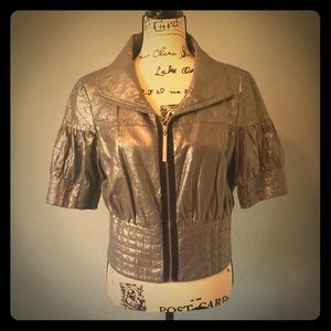 Kensie Short Sleeve Silver Metallic Jacket